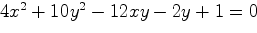 $4x^2+10y^2-12xy-2y+1=0$