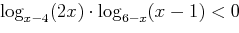 $\log_{x-4} (2x) \cdot \log_{6-x} (x-1) < 0$